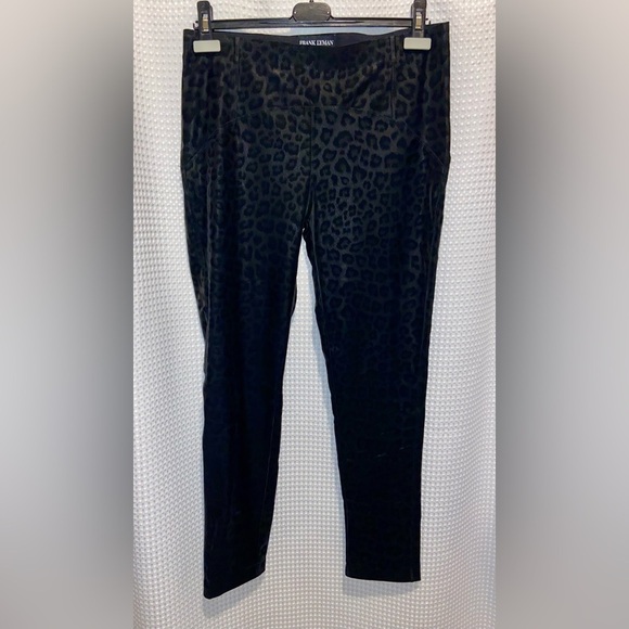 Women’s FRANK‎ LYMAN Leopard Print Velour Leggings Style size Large - Picture 3 of 12